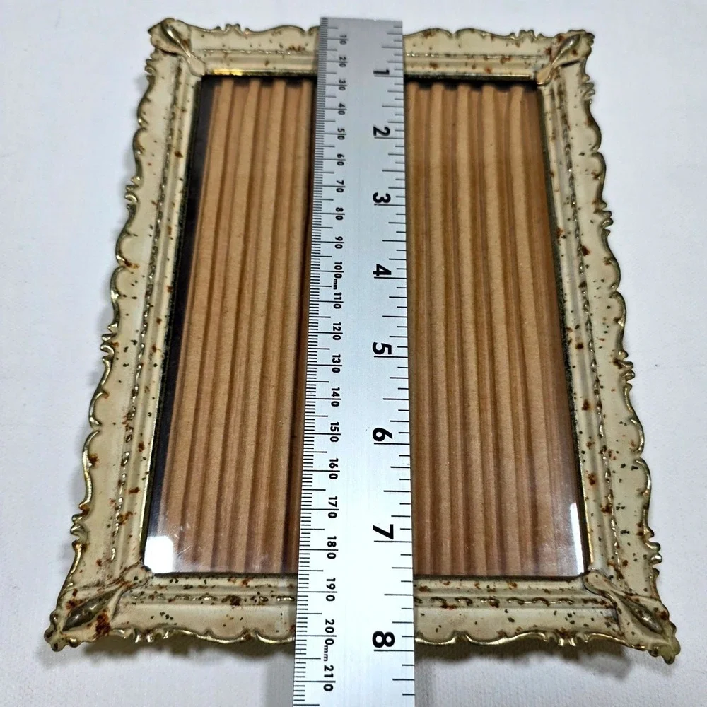 Cottagecore Frame Shabby Chic 5x7 Cream Gold Ornate Vintage Scalloped Distressed